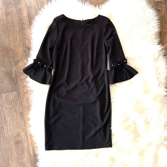 I LE NEW YORK Pearls Beaded Bell Sleeve Dress 8 - Picture 4 of 11